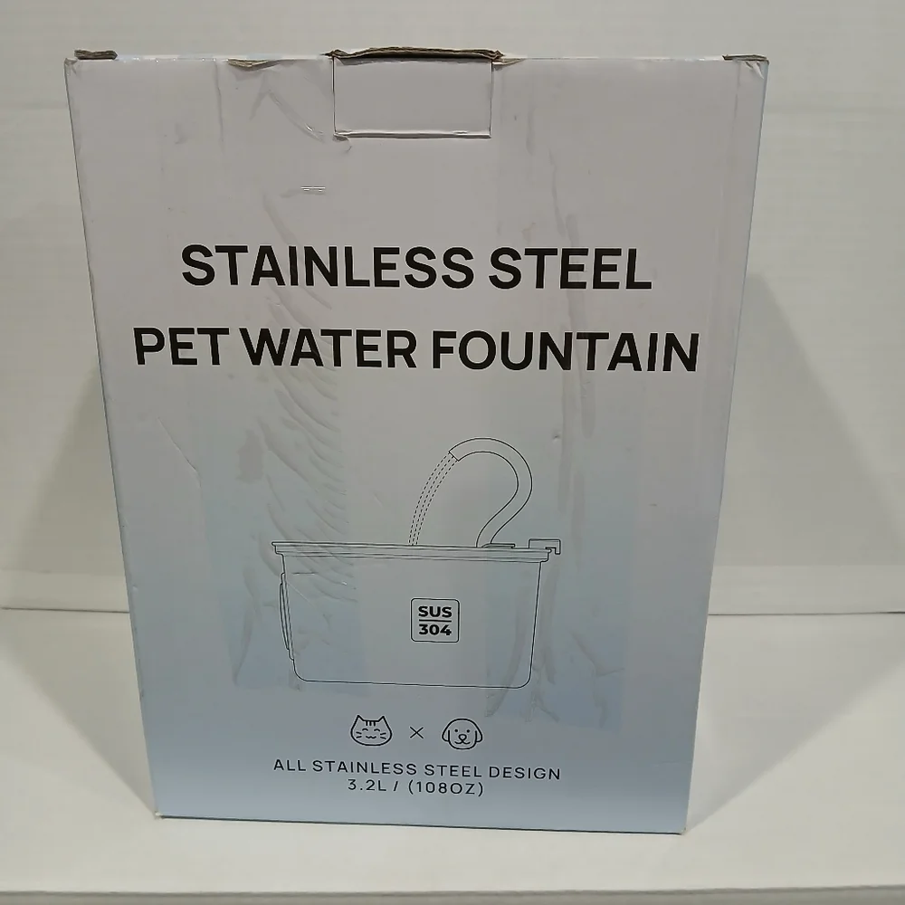 Stainless Steel Pet Water Fountain with Blue LED